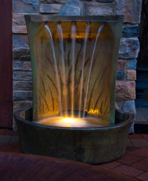 Aria Garden Wall Fountain with Light Five Spill Spouts Unique Modern